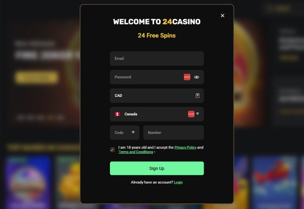 24Casino Registration