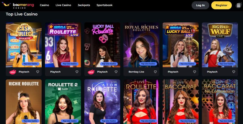 Boomerang casino games
